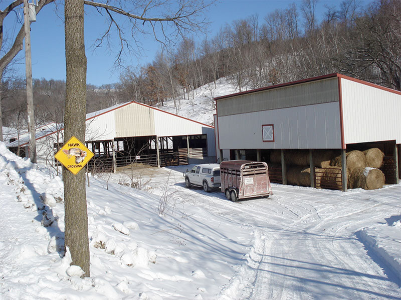 Hawk Valley farmstead in winter